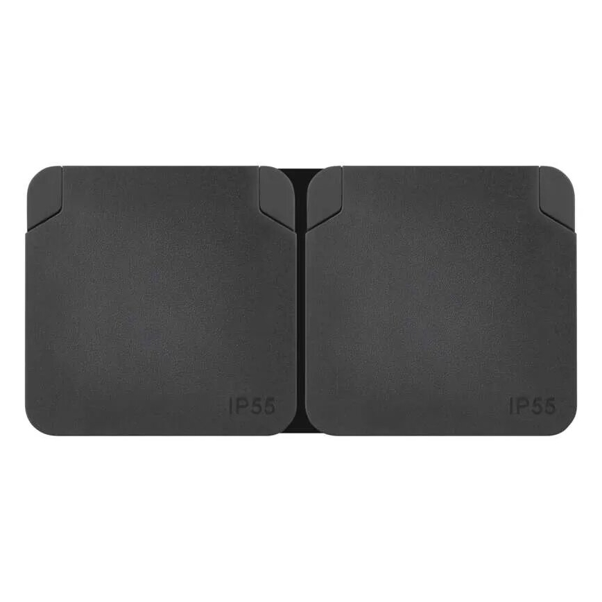 Double socket for humid environment IP55