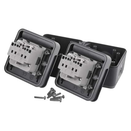 Double socket for humid environment IP55