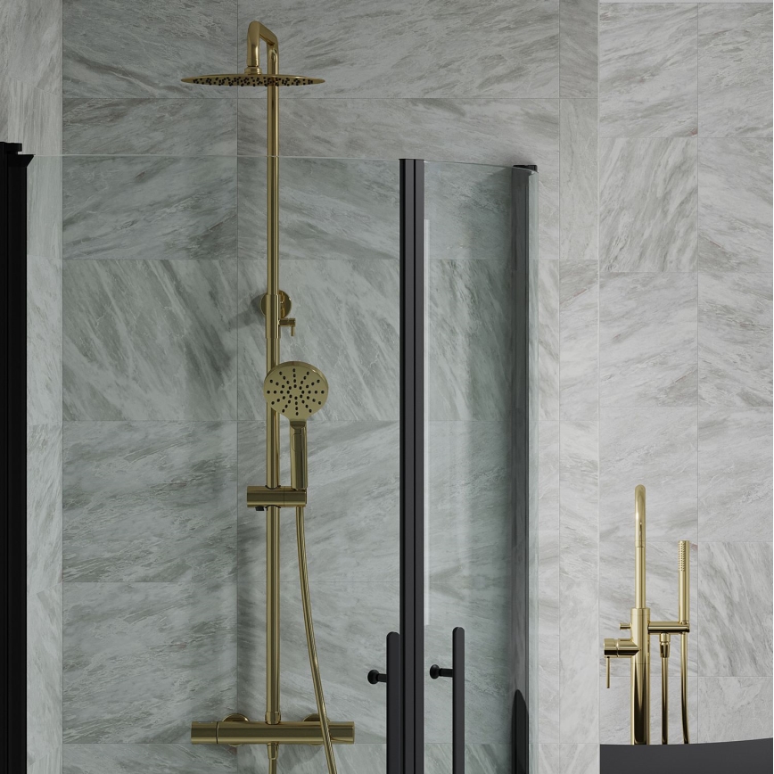 DRAGOR Thermostatic Shower Set in Brushed Brass