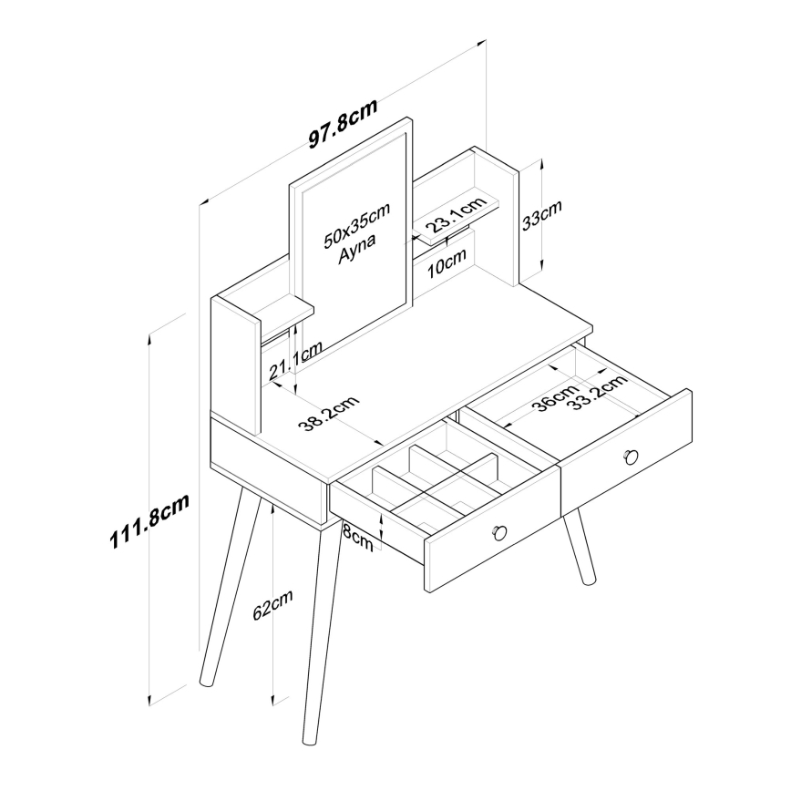 Dressing table 111,8x97,8 cm white
