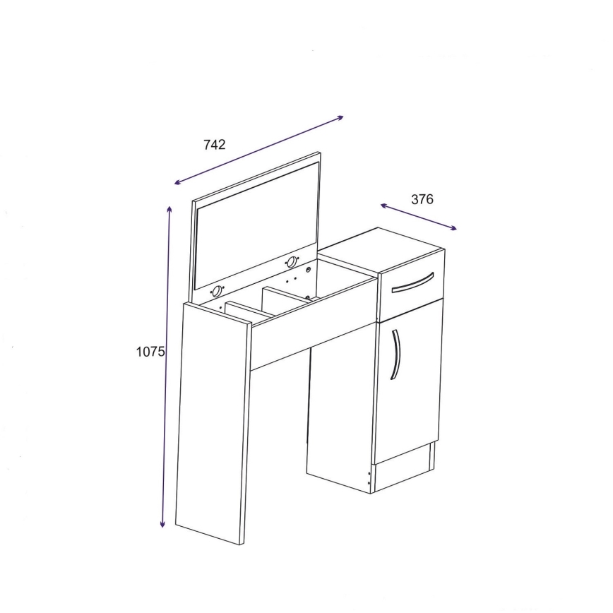 Dressing table INCI 108,8x74,2 cm white