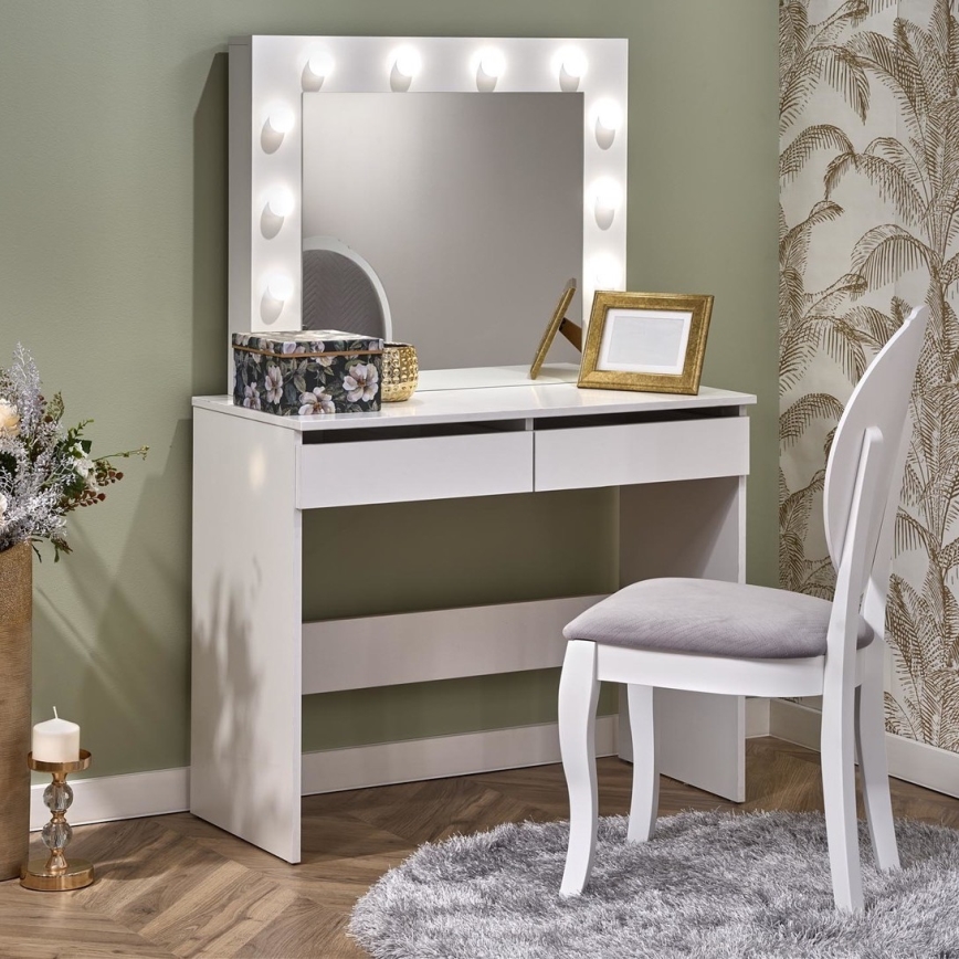 Dressing table with LED lighting HOLLYWOOD 140x94 cm white