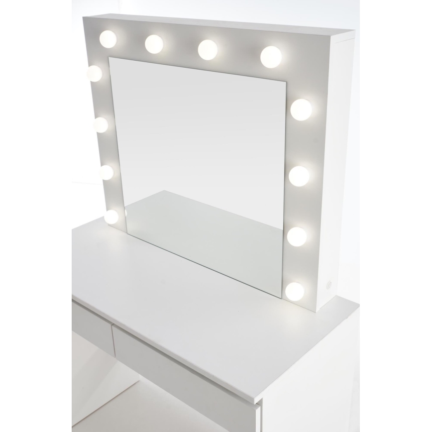 Dressing table with LED lighting HOLLYWOOD 140x94 cm white