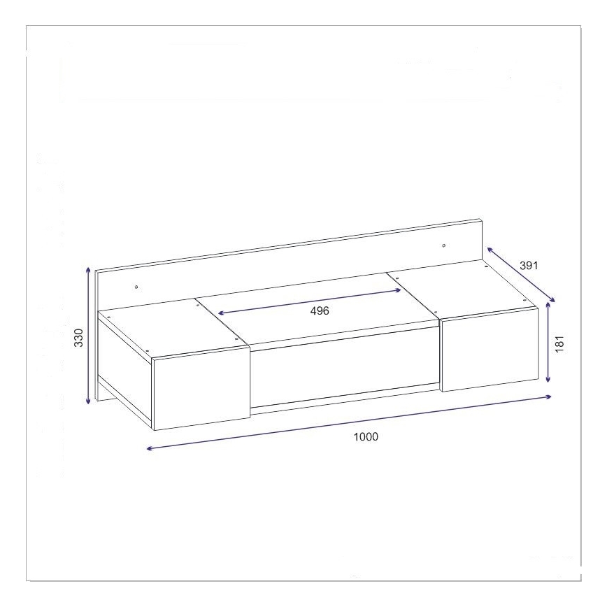 Dressing table ZAKKUM 33x100 cm anthracite