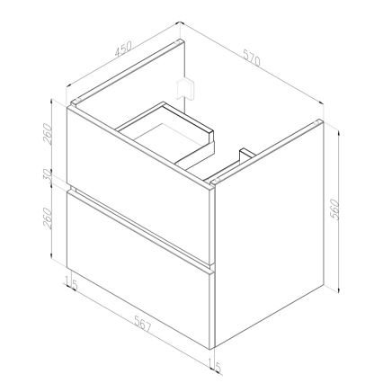 Dřevojas - BANO 60 x 47 cm bathroom vanity with basin, dark oak/white
