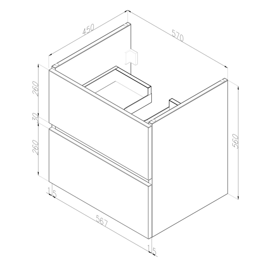 Dřevojas - BANO 60x47 cm Bathroom Vanity with Basin, White