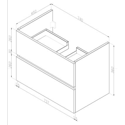 Dřevojas - BANO Bathroom cabinet with basin 78x47 cm, Dark Oak/White