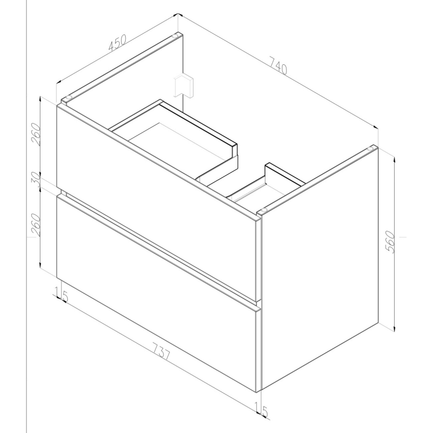 Dřevojas - BANO Bathroom cabinet with basin 78x47 cm, Dark Oak/White