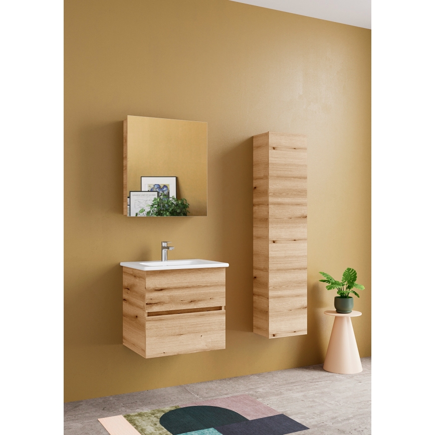 Dřevojas - BANO Bathroom Cabinet with Washbasin 60x47 cm Oak/White