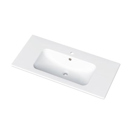 Dřevojas - BANO bathroom vanity unit with integrated basin, 100 x 47 cm, oak/white