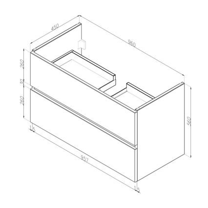 Dřevojas - BANO bathroom vanity unit with integrated basin, 100 x 47 cm, oak/white