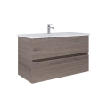 Dřevojas - BANO Bathroom Vanity with Basin, 100 x 47 cm, Dark Oak/White