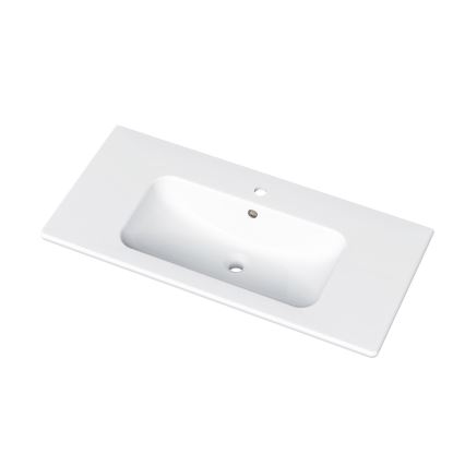 Dřevojas - BANO Bathroom Vanity with Basin, 100 x 47 cm, Dark Oak/White