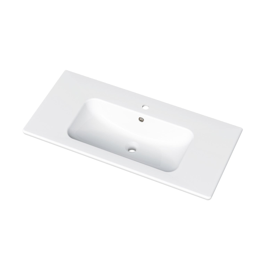 Dřevojas - BANO Bathroom Vanity with Basin, 100 x 47 cm, Dark Oak/White