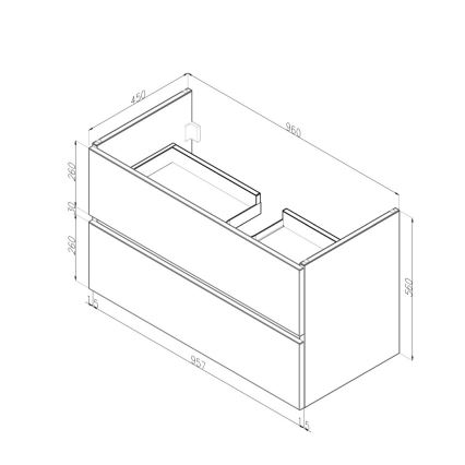 Dřevojas - BANO Bathroom Vanity with Basin, 100 x 47 cm, Dark Oak/White