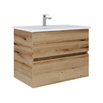 Dřevojas - Bathroom vanity unit with basin BANO 78x47 cm oak/white