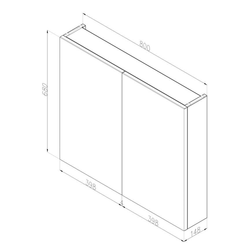 Dřevojas - Mirrored Bathroom Cabinet NEXI 80x68 cm White