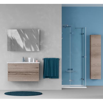 Dřevojas - NEXI Mirrored Bathroom Cabinet 100x68 cm, Dark Oak