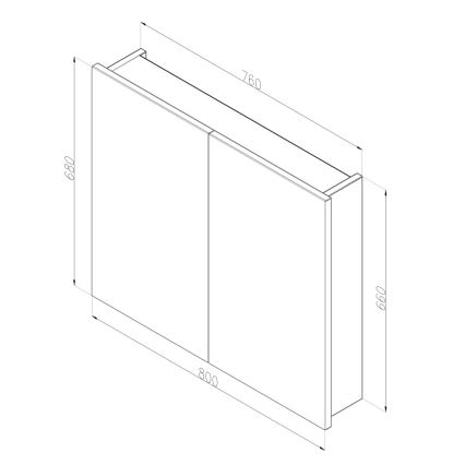 Dřevojas - NEXI Mirrored Bathroom Cabinet 80x68 cm Oak