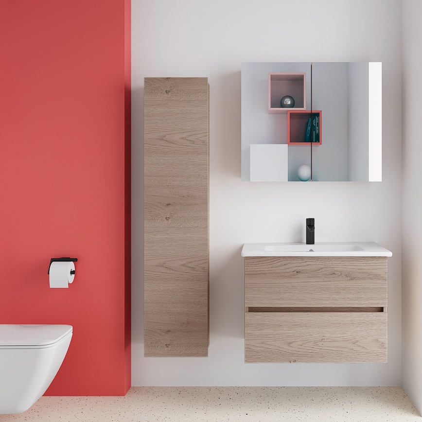 Dřevojas - ZYLO Wall-mounted Bathroom Cabinet 35x155 cm Dark Oak
