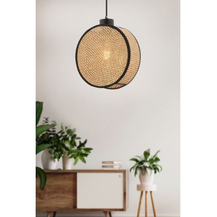 DRUM Cable Pendant Light 1xE27/60W/230V Brown/Black