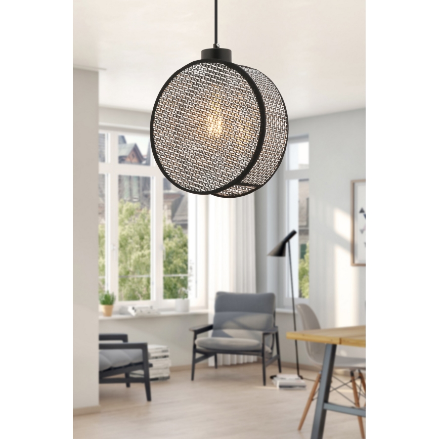 DRUM cable-suspended pendant light 1xE27/60W/230V gray/black