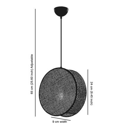 DRUM cable-suspended pendant light 1xE27/60W/230V gray/black