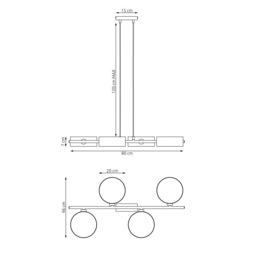 DRUMZ cable-hung chandelier, 4×E14/10W/230V — black/grey