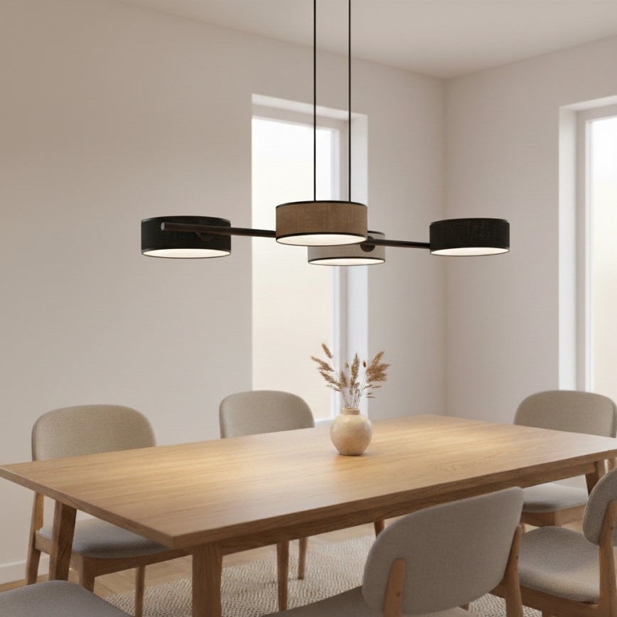 DRUMZ cable-suspended chandelier 4xE14/10W/230V — black/brown/gray