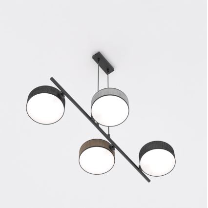 DRUMZ cable-suspended chandelier 4xE14/10W/230V — black/brown/gray