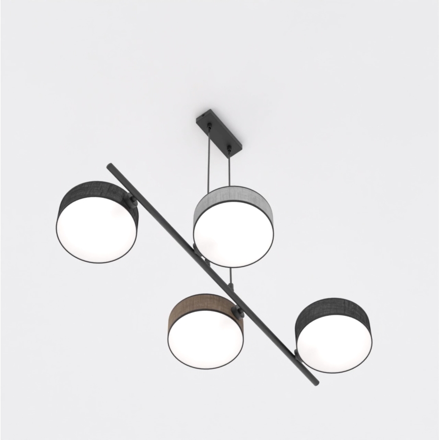 DRUMZ cable-suspended chandelier 4xE14/10W/230V — black/brown/gray