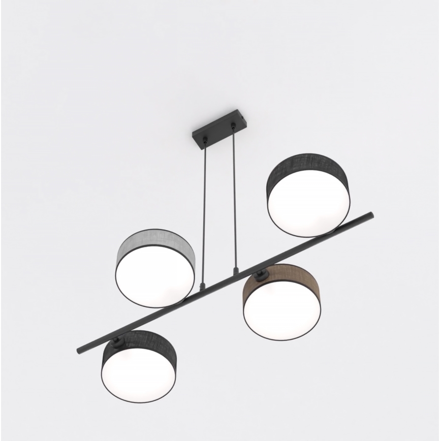DRUMZ cable-suspended chandelier 4xE14/10W/230V — black/brown/gray