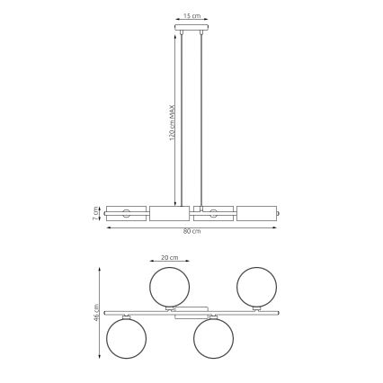 DRUMZ cable-suspended chandelier 4xE14/10W/230V — black/brown/gray