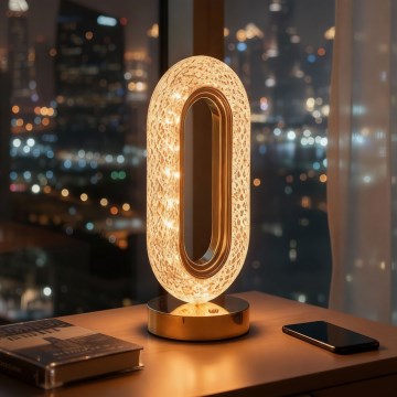 DUBAI Dimmable Rechargeable LED Desk Lamp, 2W/5V, 2700K/4000K/6500K, 400 mAh, Gold