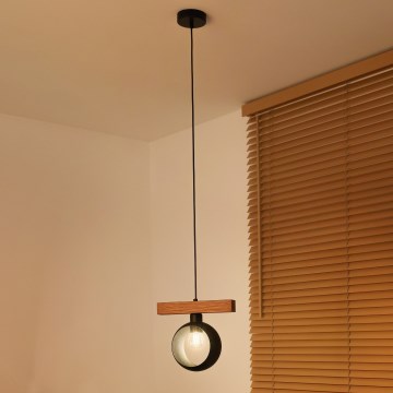 Duolla - Cable Pendant Lamp IRONLINE 1xE27/15W/230V pine oak/black