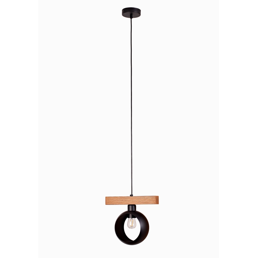Duolla - Cable Pendant Lamp IRONLINE 1xE27/15W/230V pine oak/black