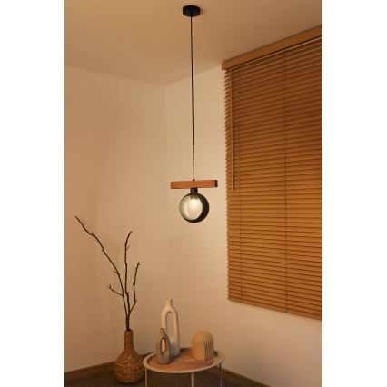 Duolla - Cable Pendant Lamp IRONLINE 1xE27/15W/230V pine oak/black
