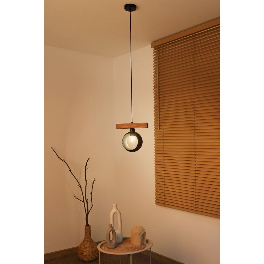 Duolla - Cable Pendant Lamp IRONLINE 1xE27/15W/230V pine oak/black