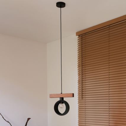 Duolla - Cable Pendant Lamp IRONLINE 1xE27/15W/230V pine oak/black