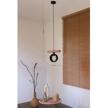 Duolla - Cable Pendant Lamp IRONLINE 1xE27/15W/230V pine oak/black
