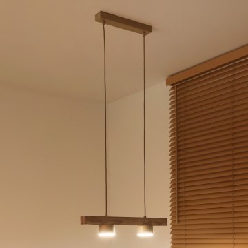 Duolla - Cable-suspended pendant IRONLINE 2xGX53/3W/230V pine oak/beige