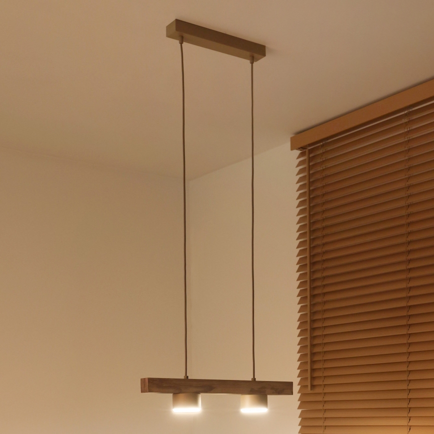 Duolla - Cable-suspended pendant IRONLINE 2xGX53/3W/230V pine oak/beige