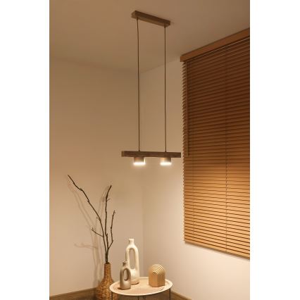 Duolla - Cable-suspended pendant IRONLINE 2xGX53/3W/230V pine oak/beige