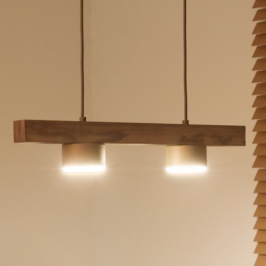 Duolla - Cable-suspended pendant IRONLINE 2xGX53/3W/230V pine oak/beige