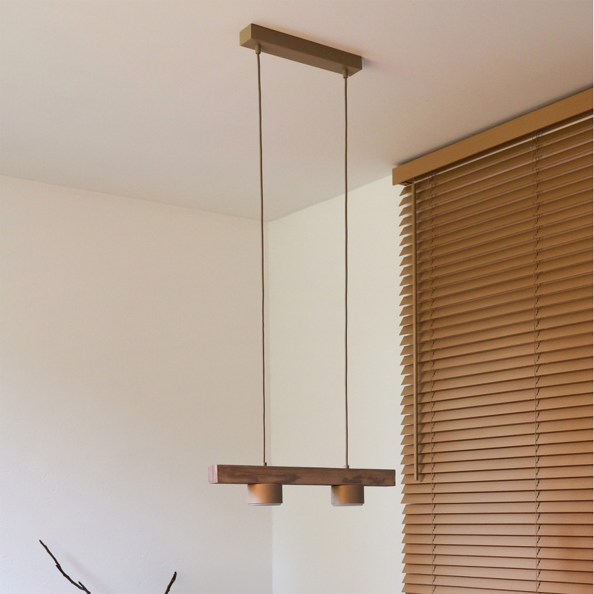 Duolla - Cable-suspended pendant IRONLINE 2xGX53/3W/230V pine oak/beige