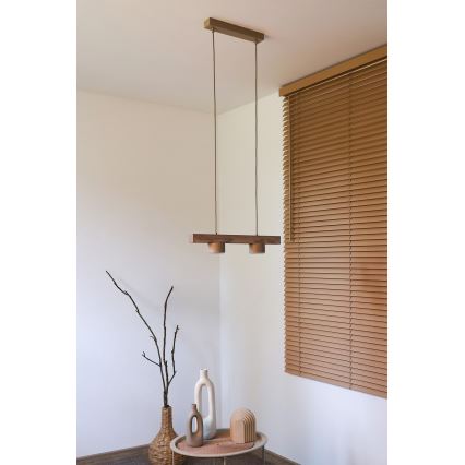 Duolla - Cable-suspended pendant IRONLINE 2xGX53/3W/230V pine oak/beige