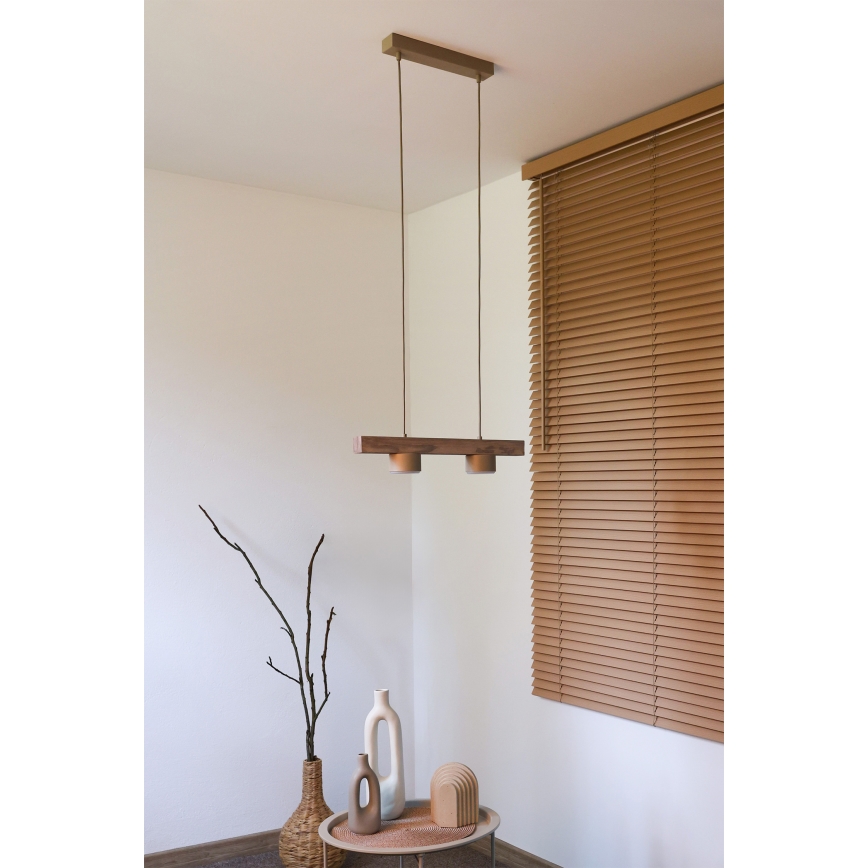 Duolla - Cable-suspended pendant IRONLINE 2xGX53/3W/230V pine oak/beige