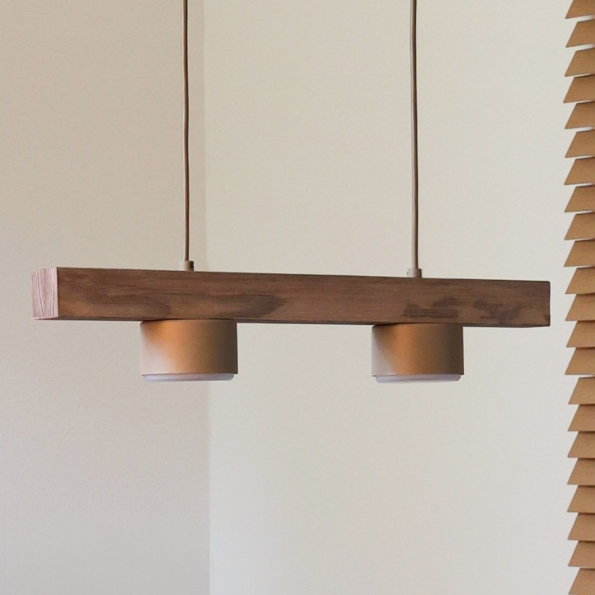 Duolla - Cable-suspended pendant IRONLINE 2xGX53/3W/230V pine oak/beige