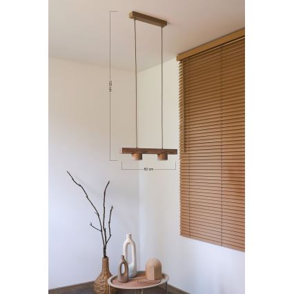 Duolla - Cable-suspended pendant IRONLINE 2xGX53/3W/230V pine oak/beige