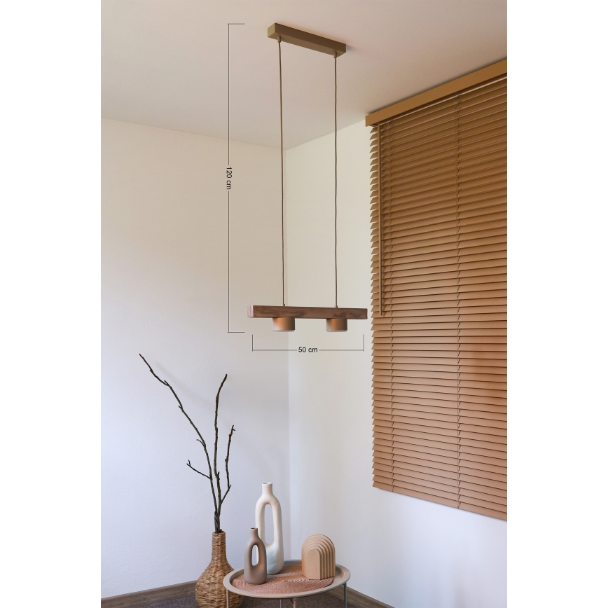 Duolla - Cable-suspended pendant IRONLINE 2xGX53/3W/230V pine oak/beige